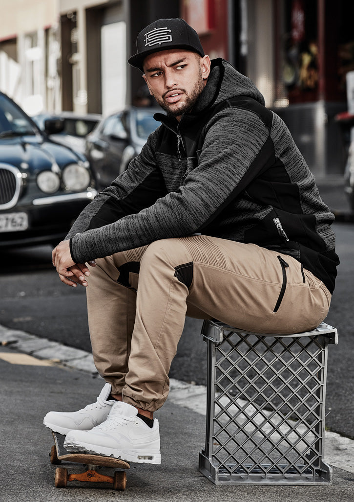 Unisex Streetworx Reinforced Knit Hoodie - Gunmetal - Model