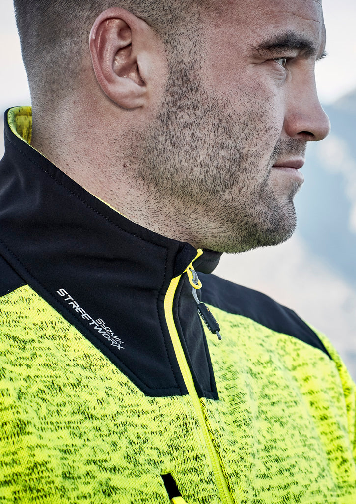 Unisex Streetworx Reinforced Knit 1/2 Zip Pullover - Fluoro Yellow - Model