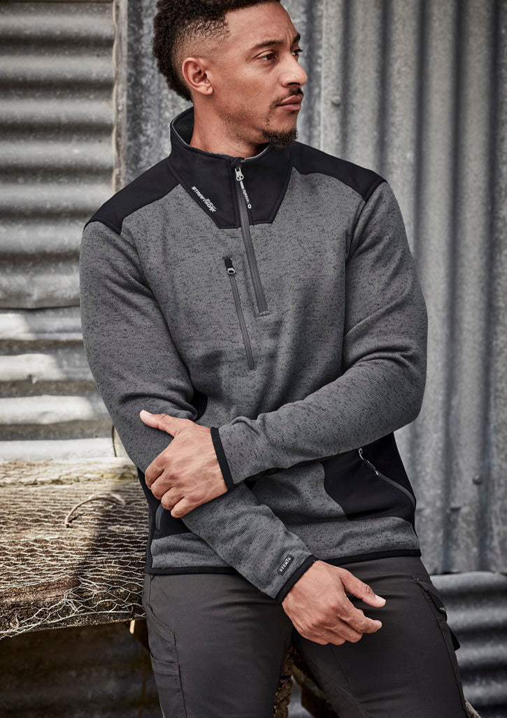 Unisex Streetworx Reinforced Knit 1/2 Zip Pullover - Gunmetal - Model