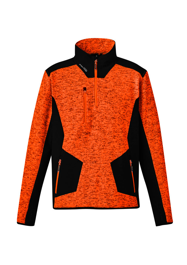 Unisex Streetworx Reinforced Knit 1/2 Zip Pullover - Fluoro Orange - Front