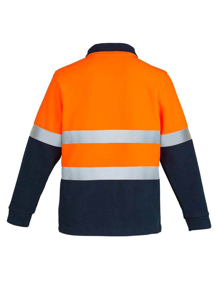 Unisex Hi Vis Polar Fleece Pullover - Hoop Taped - Orange/Navy - Back