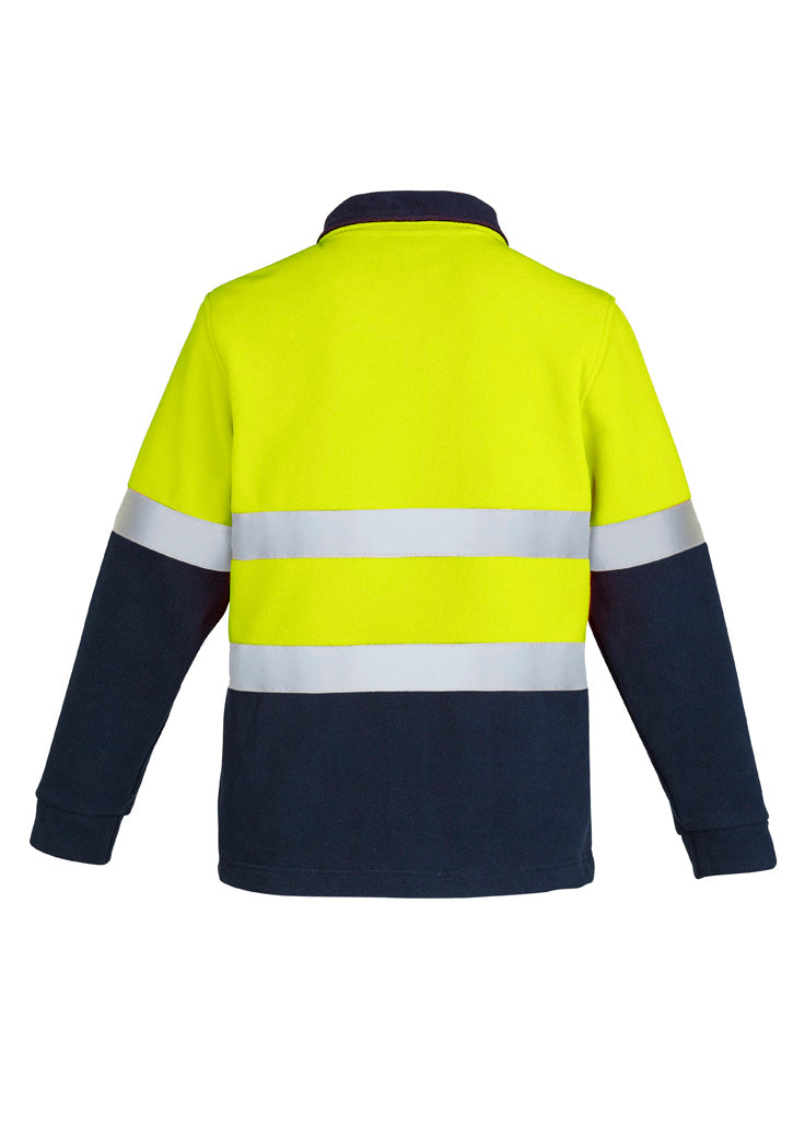 Unisex Hi Vis Polar Fleece Pullover - Hoop Taped - Yellow/Navy - Back
