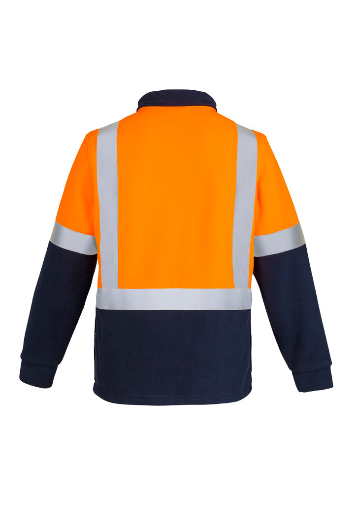 Unisex Hi Vis Polar Fleece Pullover - Shoulder Taped - Orange/Navy - Back