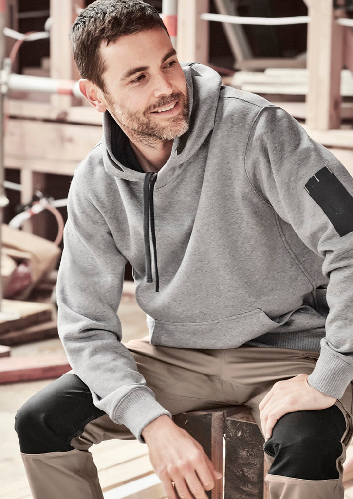 Unisex Multi-Pocket Hoodie - Grey Marle/Charcoal - Model