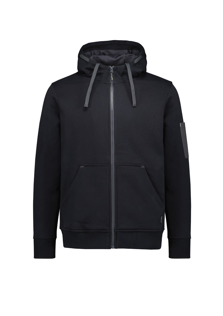 Unisex Zip Front Multi-Pocket Hoodie - Black/Charcoal - Front