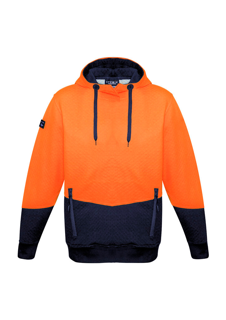 Unisex Hi Vis Textured Jacquard Hoodie - Orange/Navy - Front