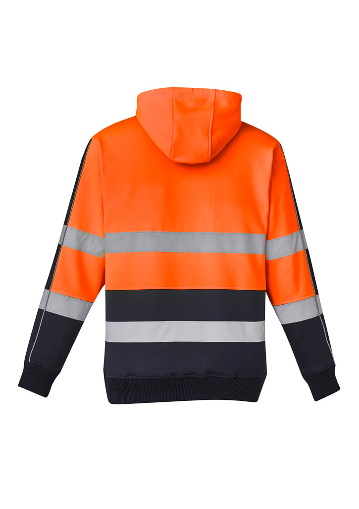Unisex Hi Vis Stretch Taped Hoodie - Orange/Navy - Back