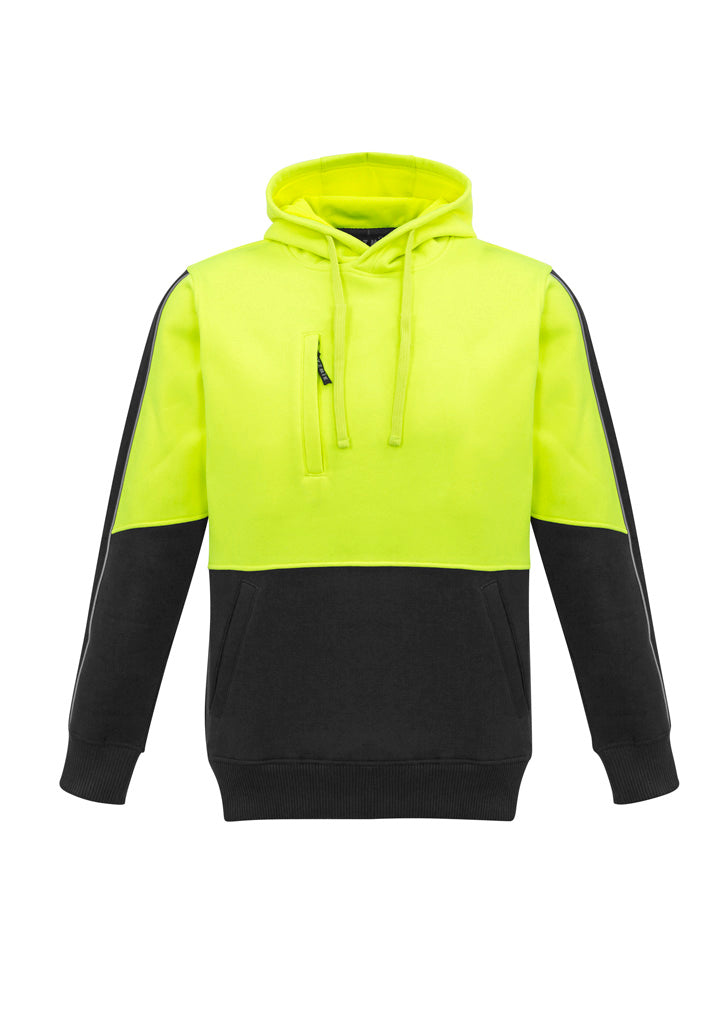 Unisex Hi Vis Pullover Hoodie - Yellow/Black - Front