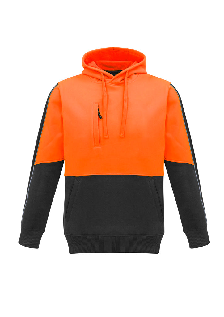 Unisex Hi Vis Pullover Hoodie - Orange/Charcoal - Front