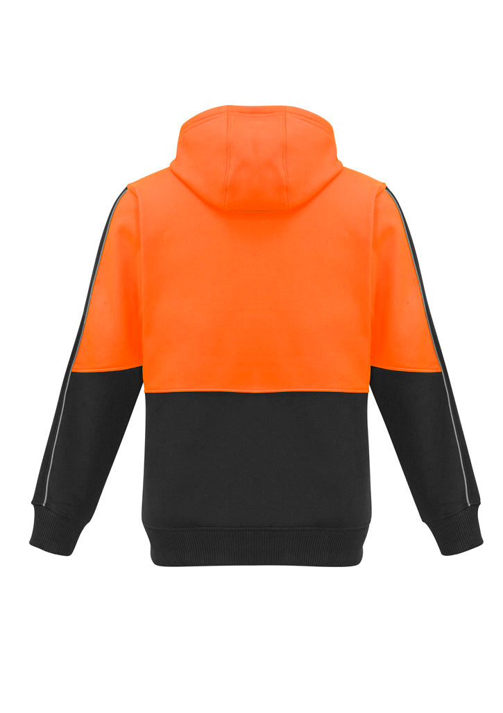 Unisex Hi Vis Full Zip Hoodie - Orange/Black - Back