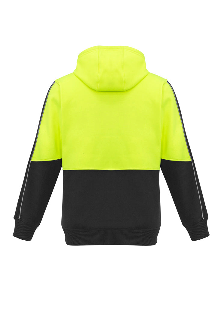 Unisex Hi Vis Full Zip Hoodie - Yellow/Black - Back
