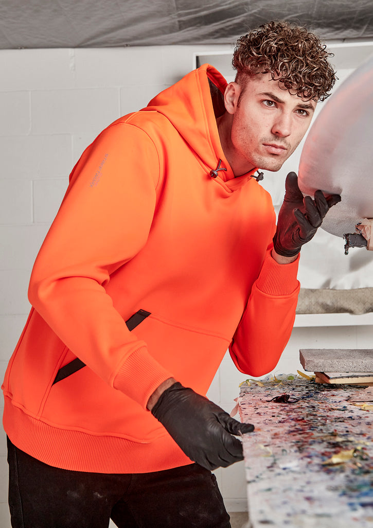 Unisex Water Resistant Hoodie - Orange - Model