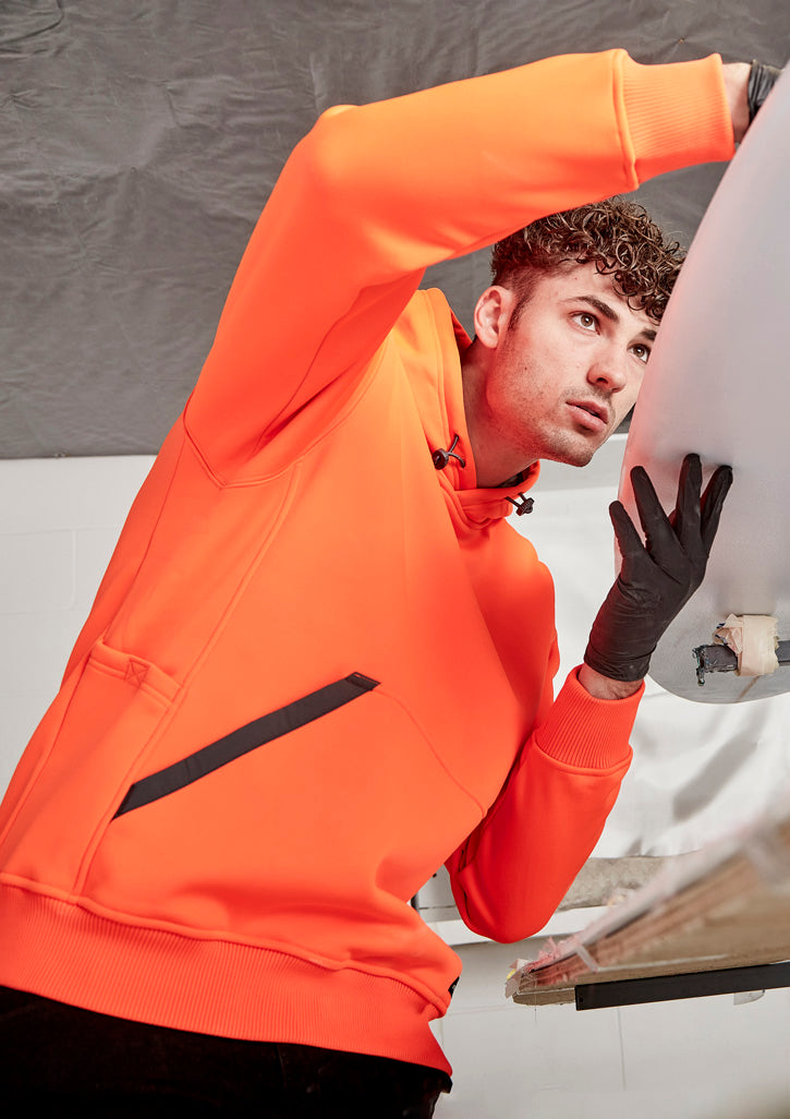 Unisex Water Resistant Hoodie - Orange - Model