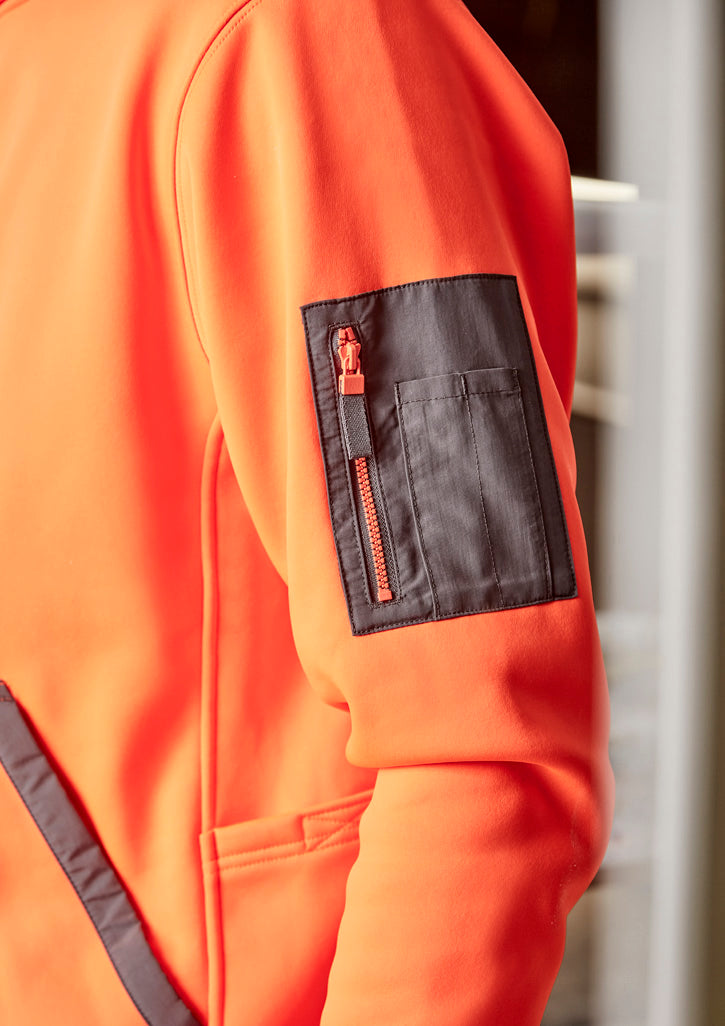 Unisex Water Resistant Hoodie - Orange - Model