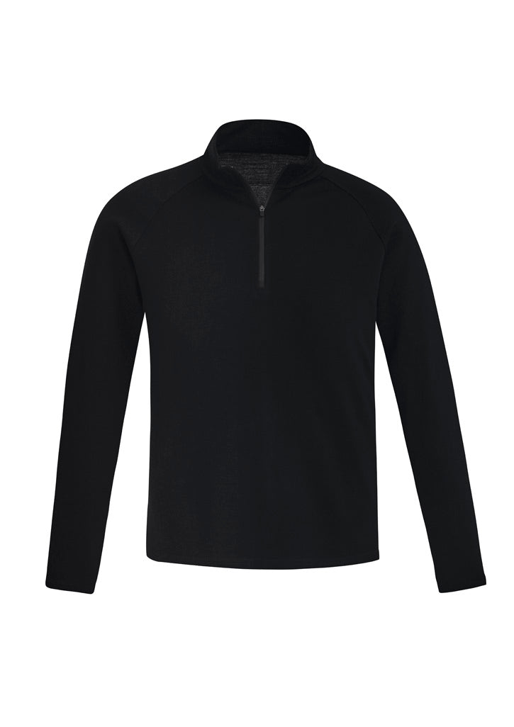 Unisex Merino Wool Mid-Layer Pullover - Black - Front