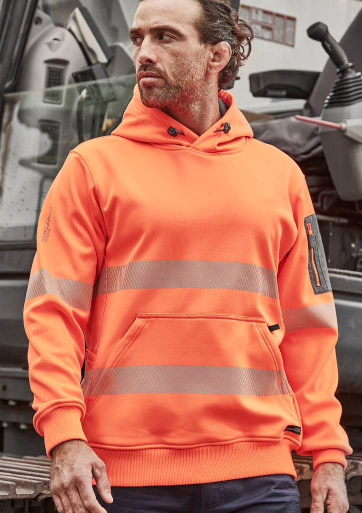 Unisex Streetworx Segmented Tape Water Resistant Hoodie - Orange - Model