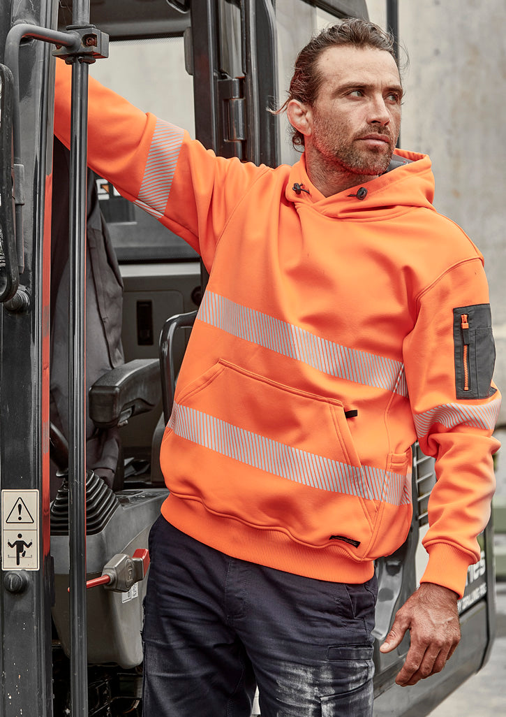 Unisex Streetworx Segmented Tape Water Resistant Hoodie - Orange - Model