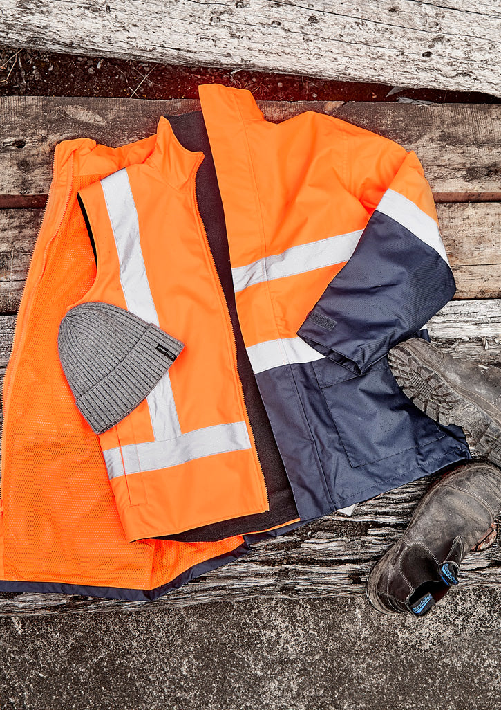 Unisex Hi Vis Waterproof Reversible Vest - Orange - Model