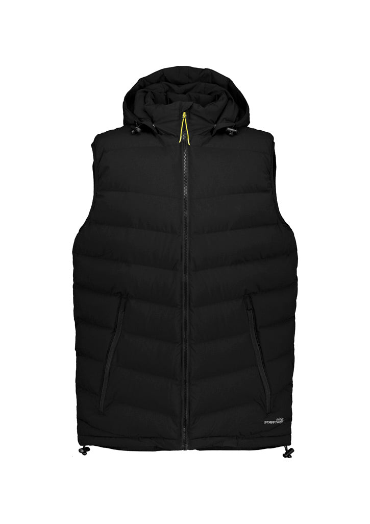 Unisex Streetworx Hooded Puffer Vest - Black - Front