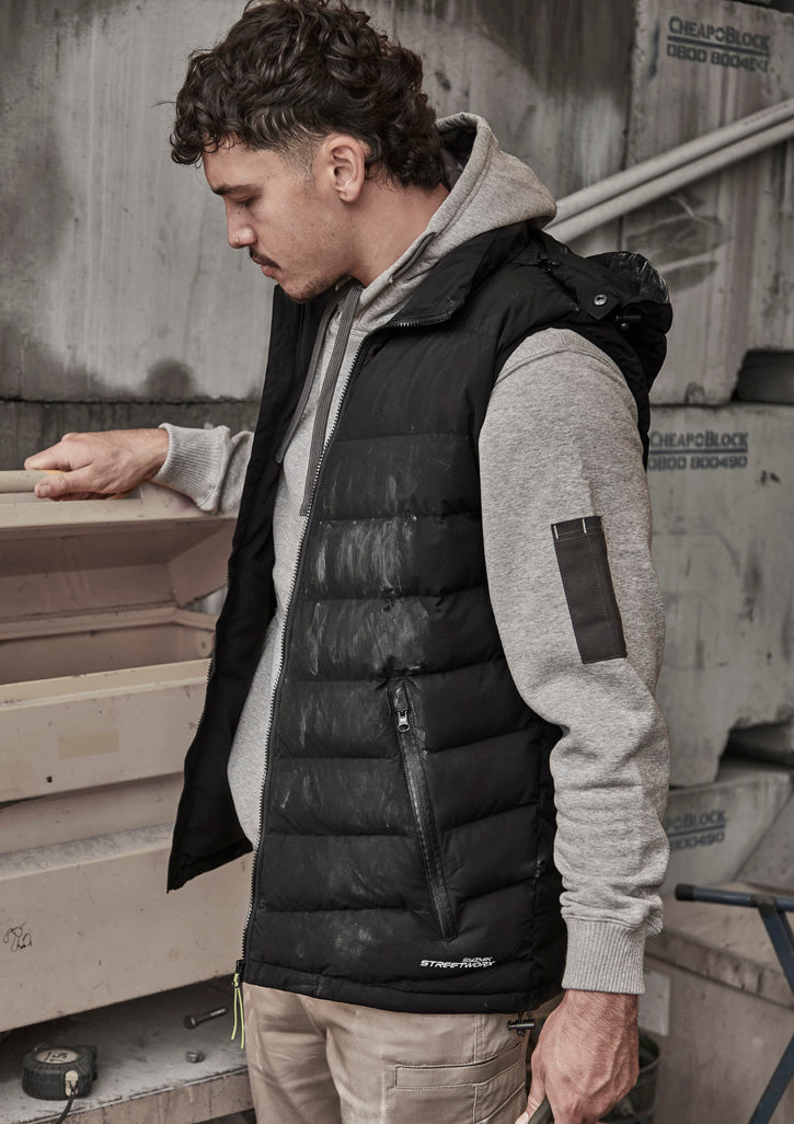 Unisex Streetworx Hooded Puffer Vest - Black - Model