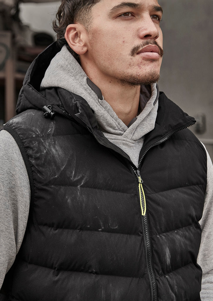 Unisex Streetworx Hooded Puffer Vest - Black - Model