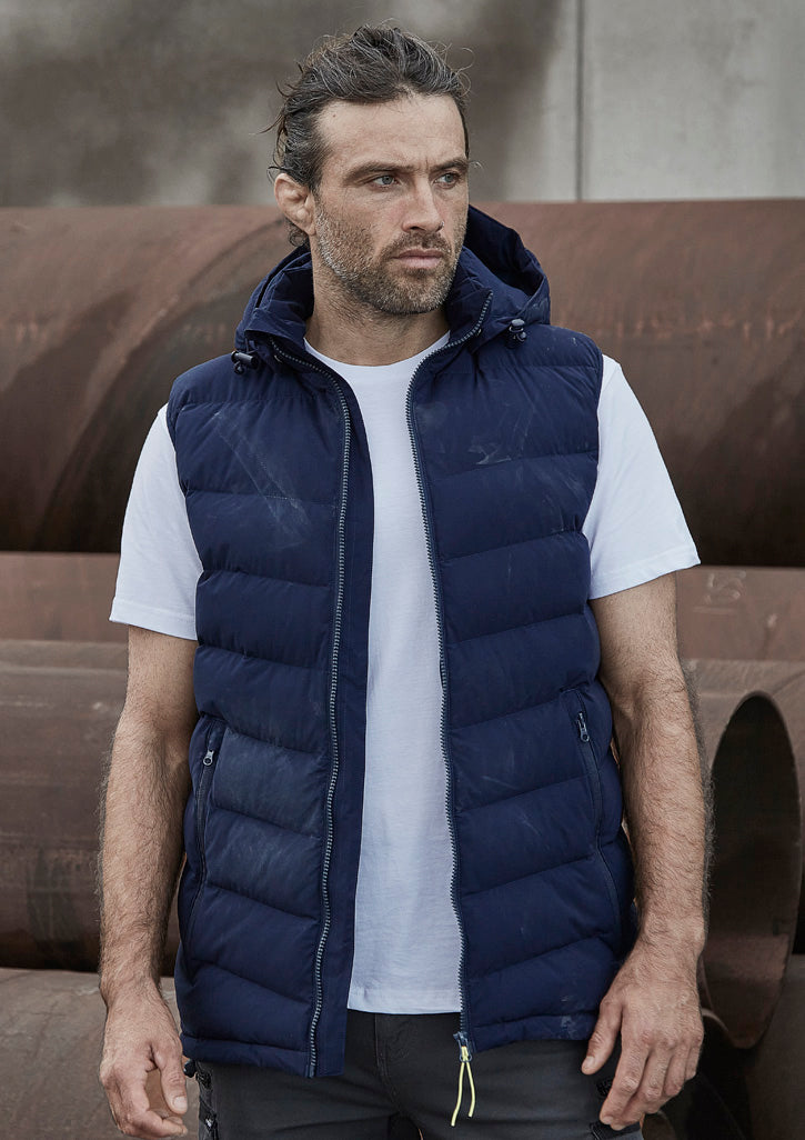 Unisex Streetworx Hooded Puffer Vest - Navy - Model