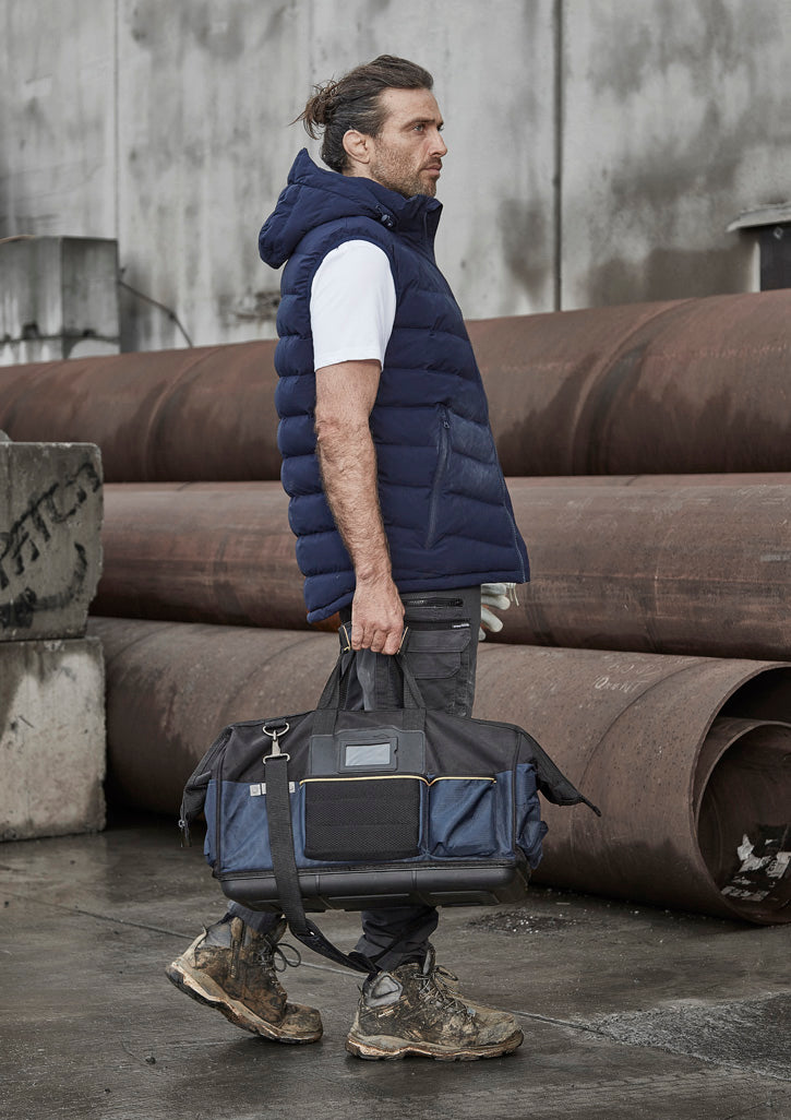 Unisex Streetworx Hooded Puffer Vest - Navy - Model