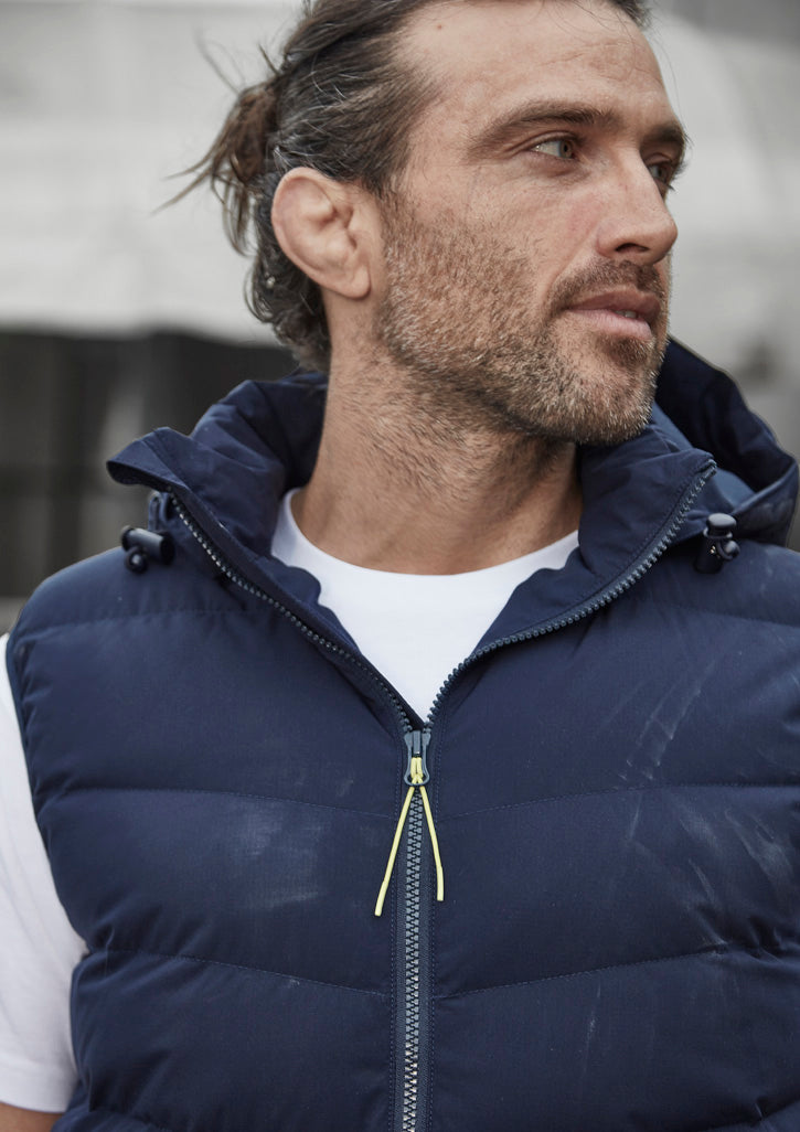 Unisex Streetworx Hooded Puffer Vest - Navy - Model