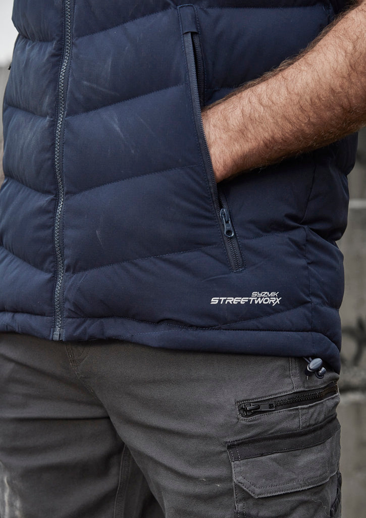 Unisex Streetworx Hooded Puffer Vest - Navy - Model