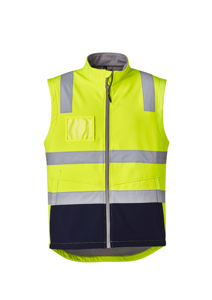 Unisex Hi Vis Softshell Vest - Yellow/Navy - Front