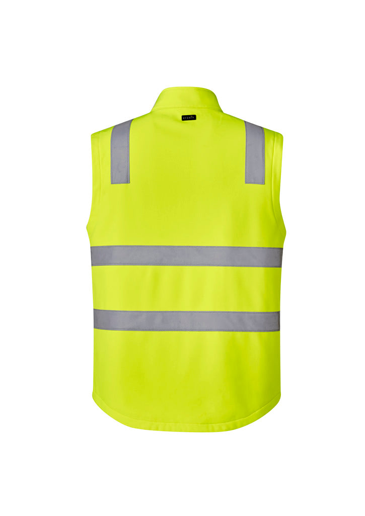 Unisex Hi Vis Softshell Vest - Yellow/Navy - Back