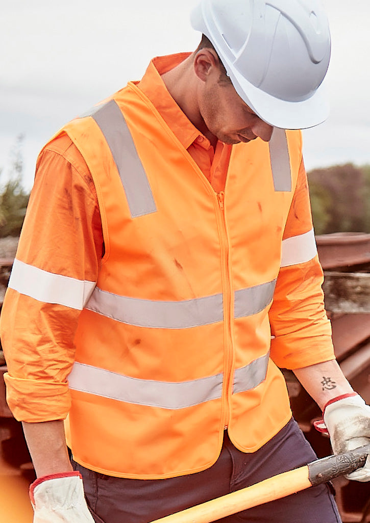 Unisex Hi Vis VIC Rail Zip Vest - VIC Rail Orange - Model