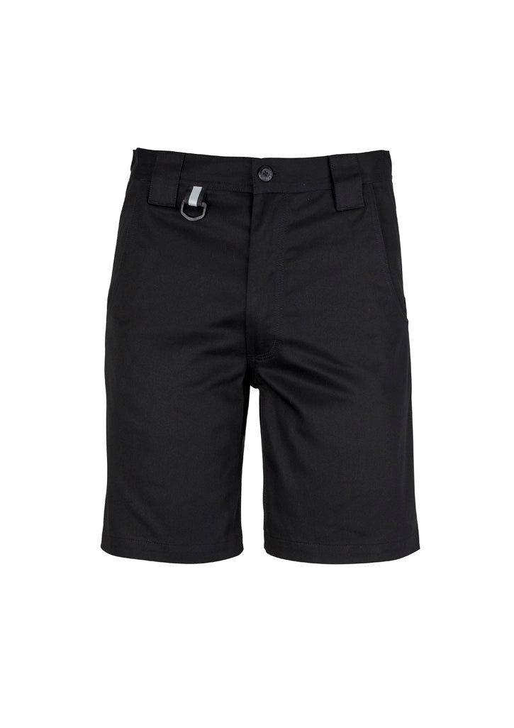Mens Plain Utility Short - Black - Front