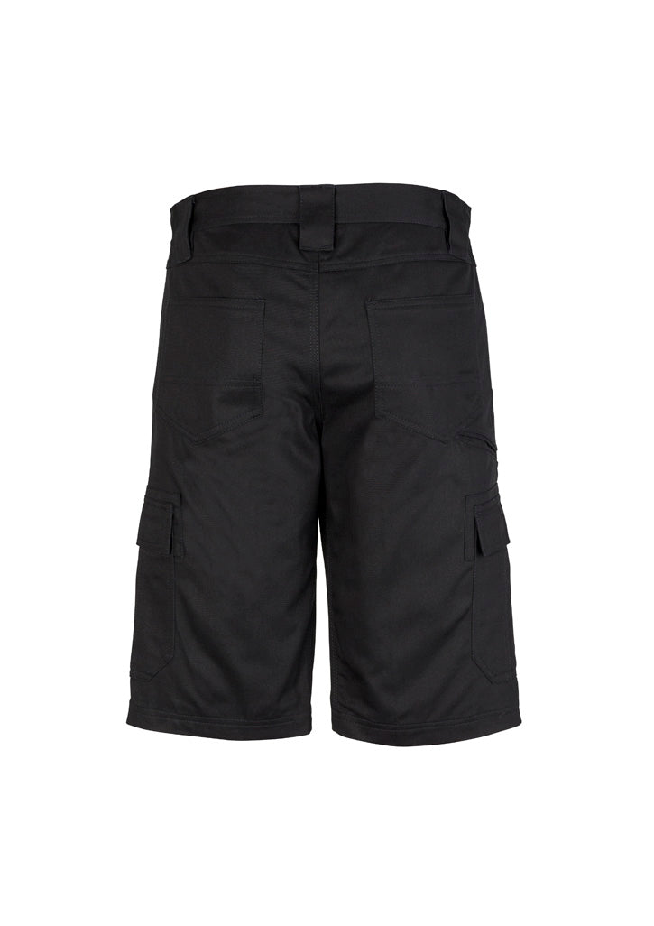 Mens Midweight Drill Cargo Short - Black - Back