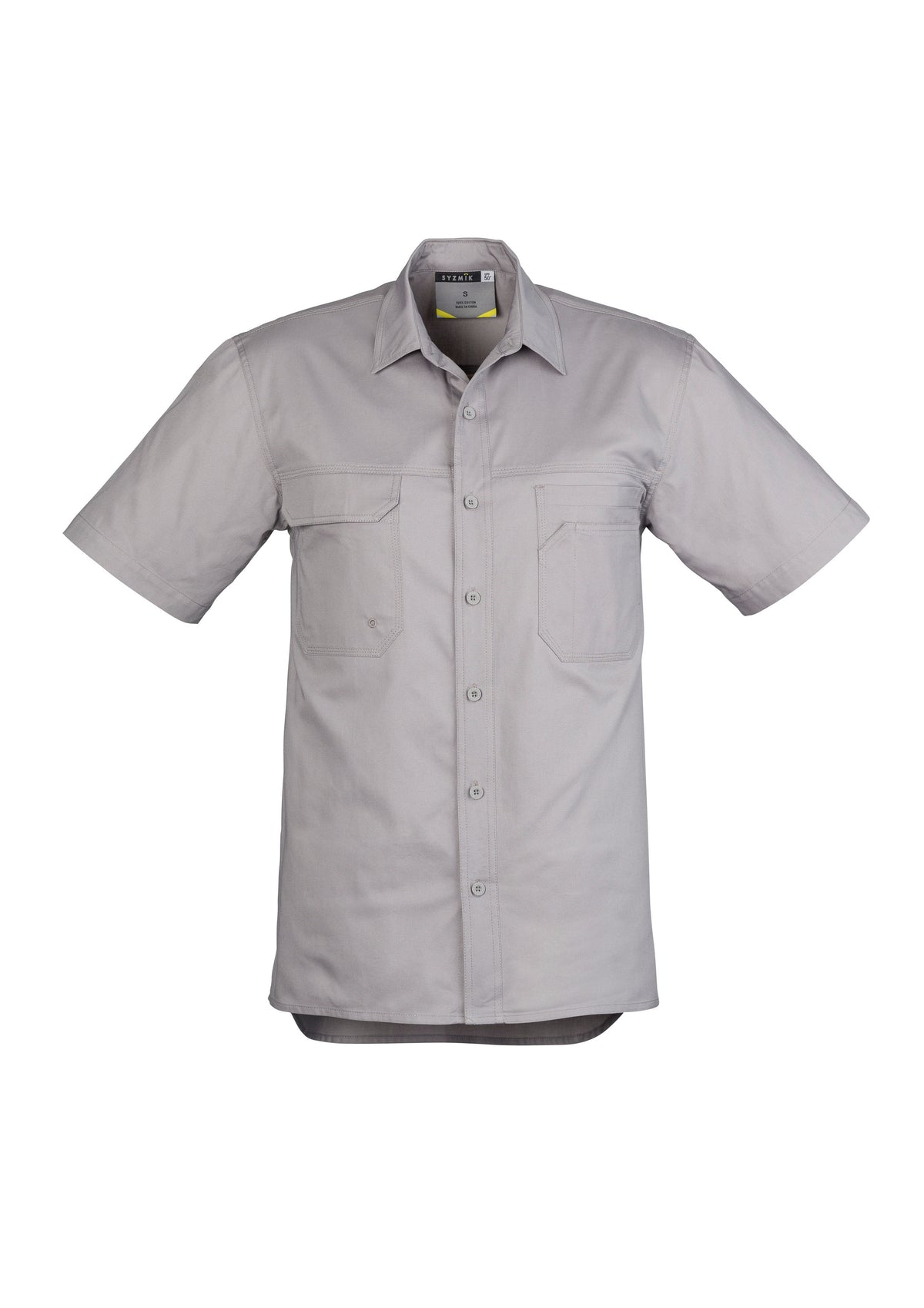 Mens Lightweight Tradie Short Sleeve Shirt - Grey - Front