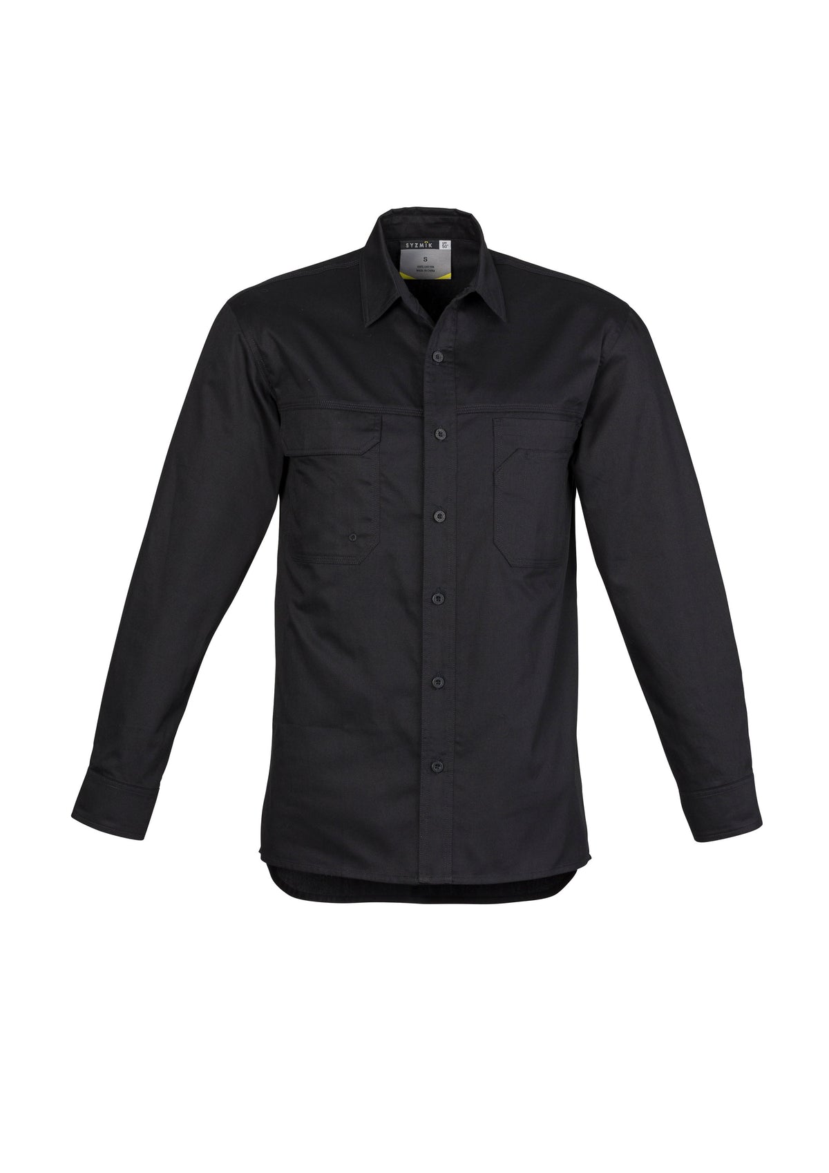 Mens Lightweight Tradie Long Sleeve Shirt - Black - Front