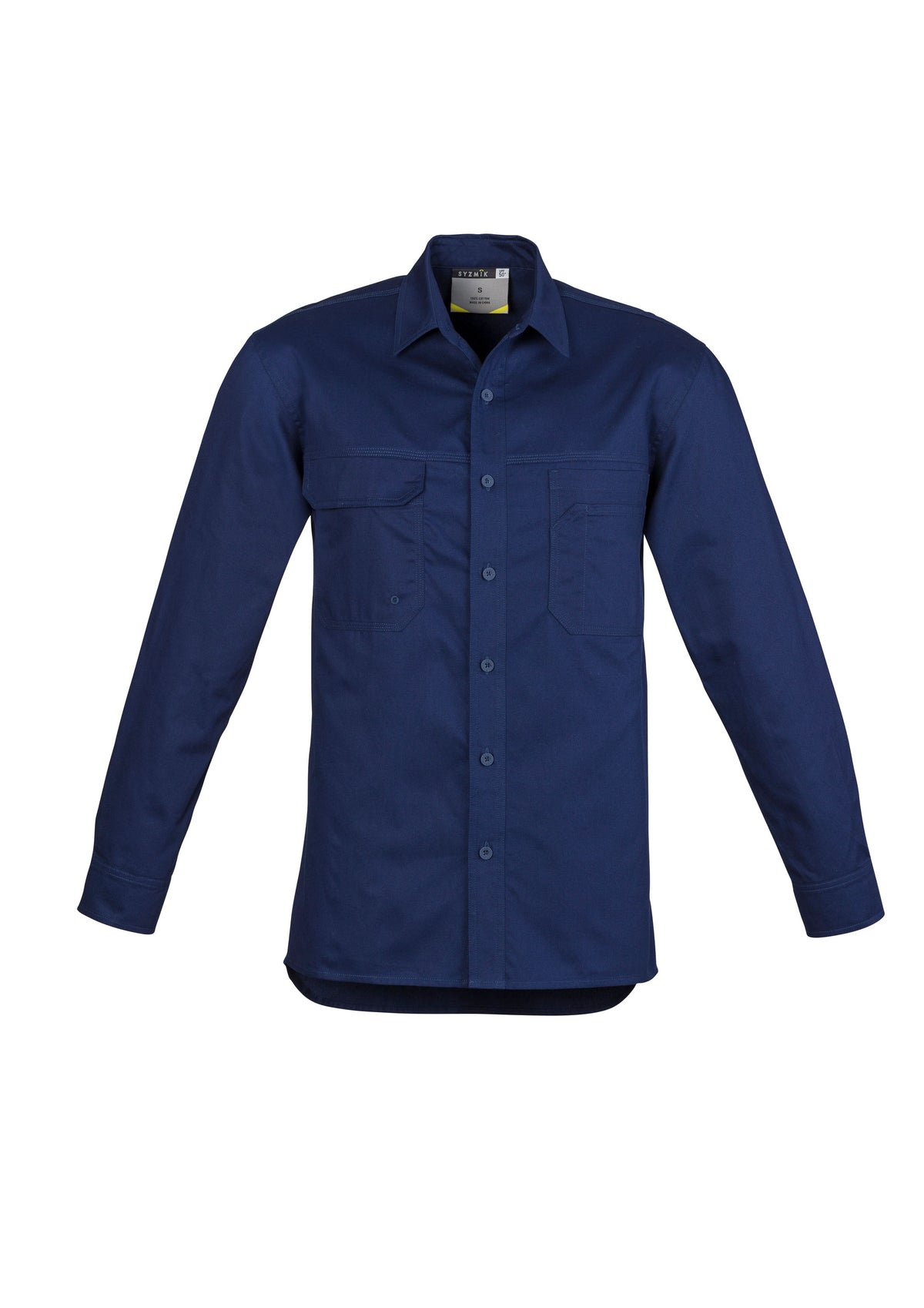 Mens Lightweight Tradie Long Sleeve Shirt - Blue - Front
