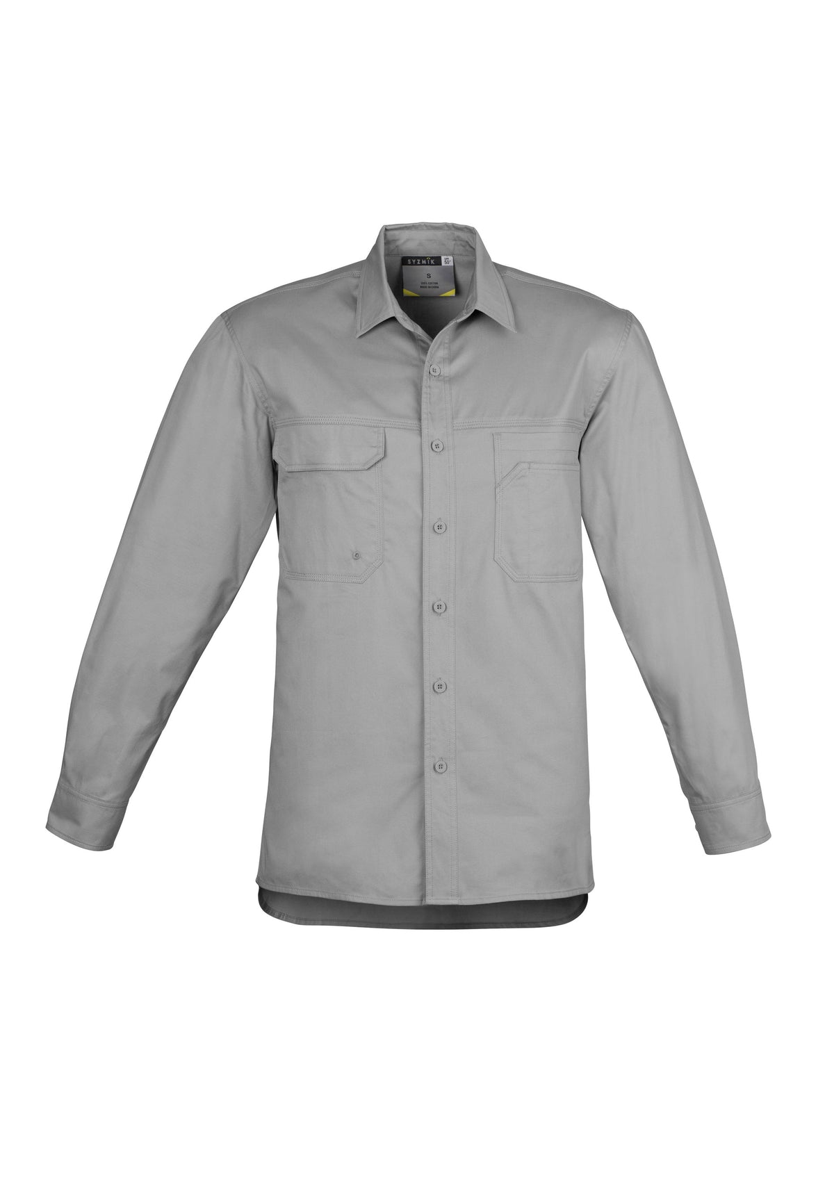 Mens Lightweight Tradie Long Sleeve Shirt - Grey - Front