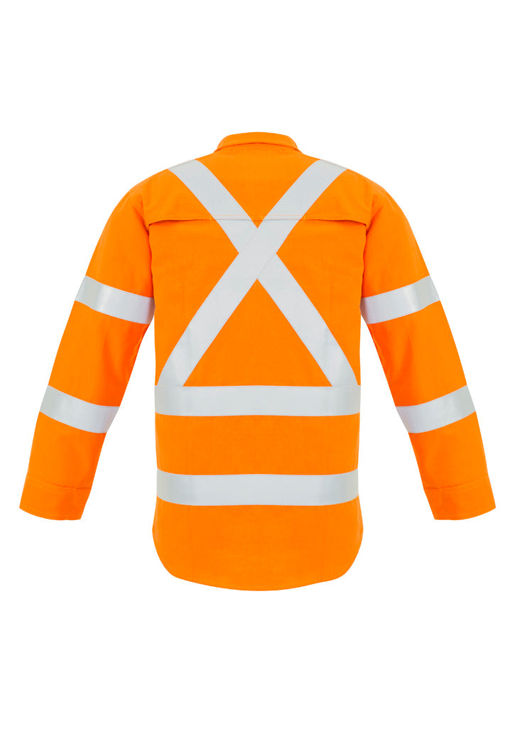 Mens Red Flame Hi Vis X Back Shirt - Orange - Back