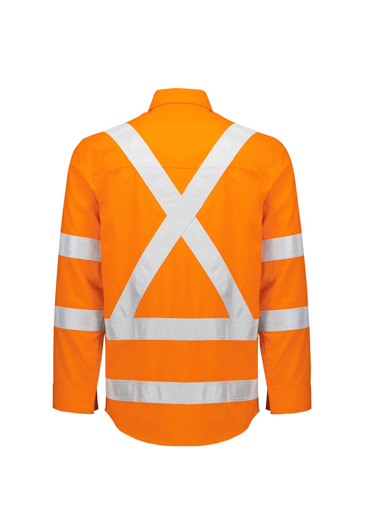 Mens Orange Flame Lightweight Ripstop X Back Taped Shirt - Orange - Back
