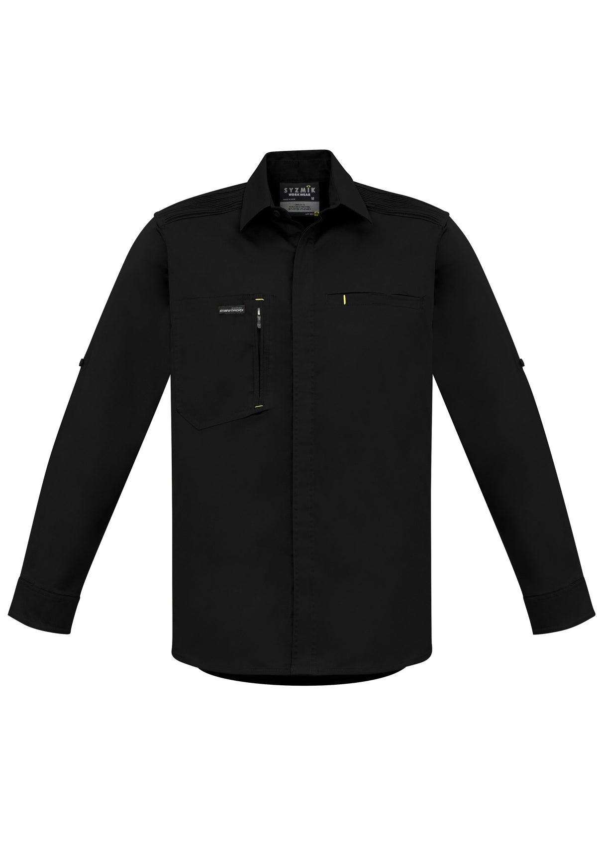 Mens Streetworx L/S Stretch Shirt - Black - Front