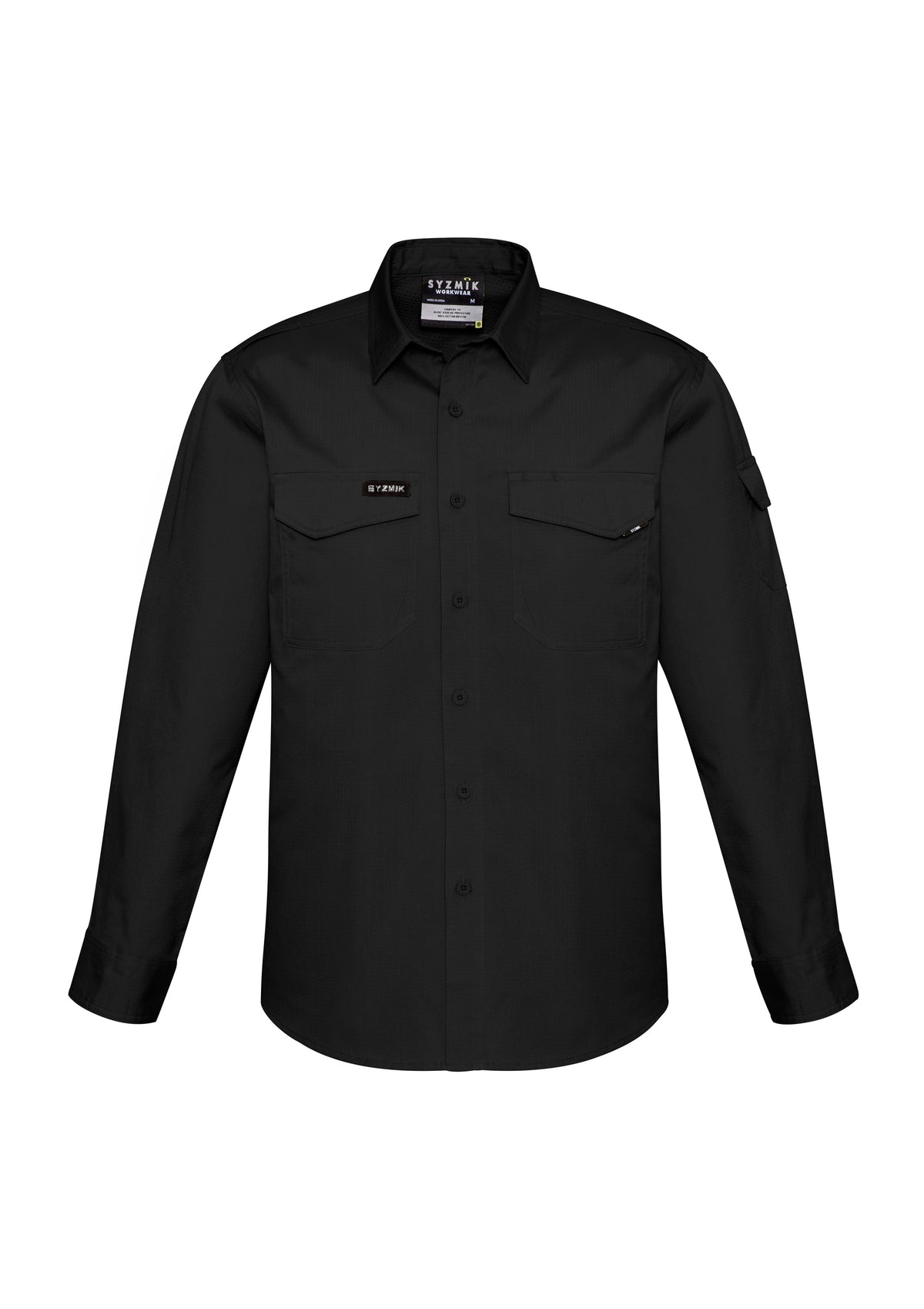 Mens Rugged Cooling Long Sleeve Shirt - Black - Front