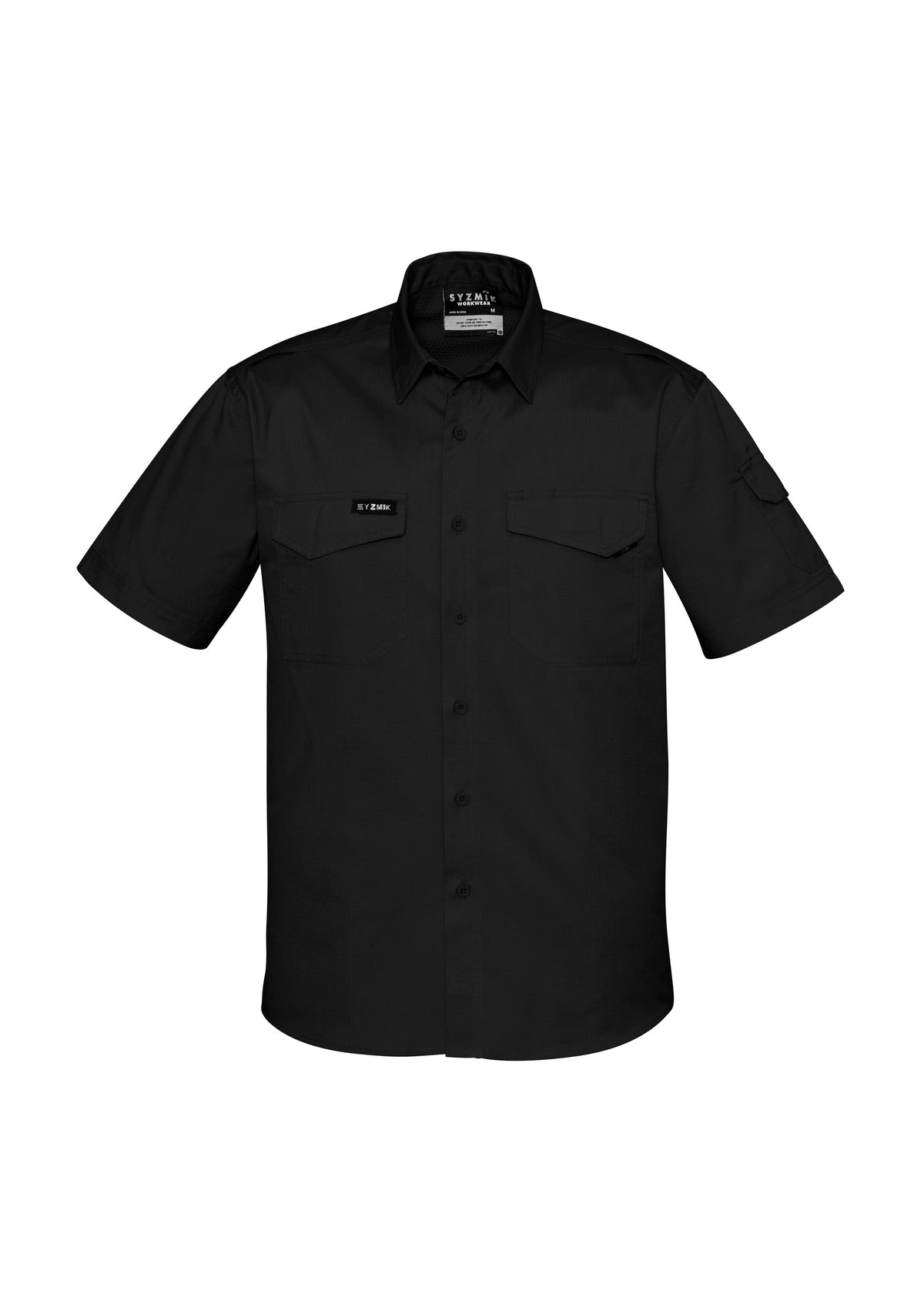 Mens Rugged Cooling Short Sleeve Shirt - Black - Front