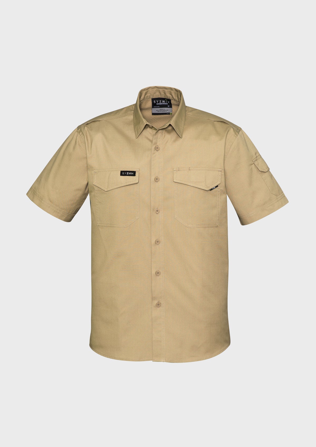 Mens Rugged Cooling Short Sleeve Shirt - Khaki - Front