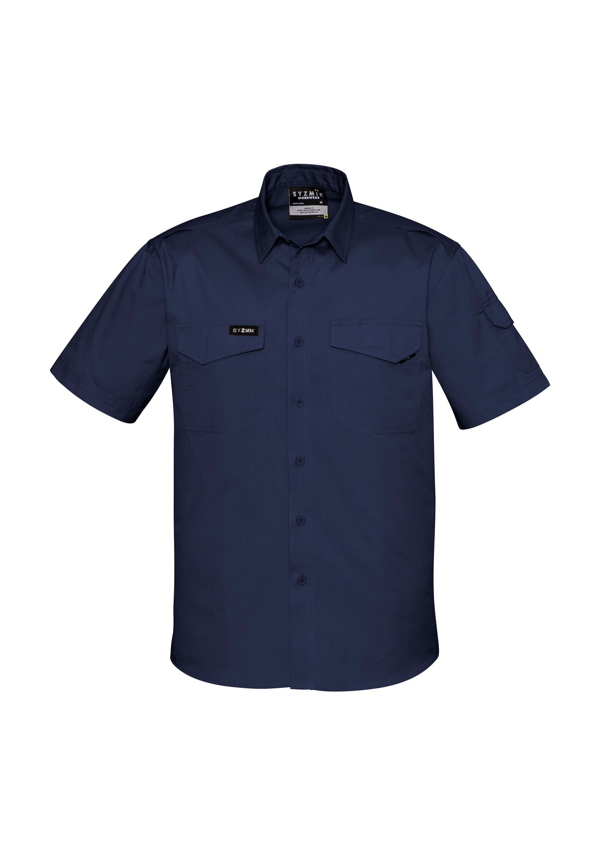 Mens Rugged Cooling Short Sleeve Shirt - Navy - Front