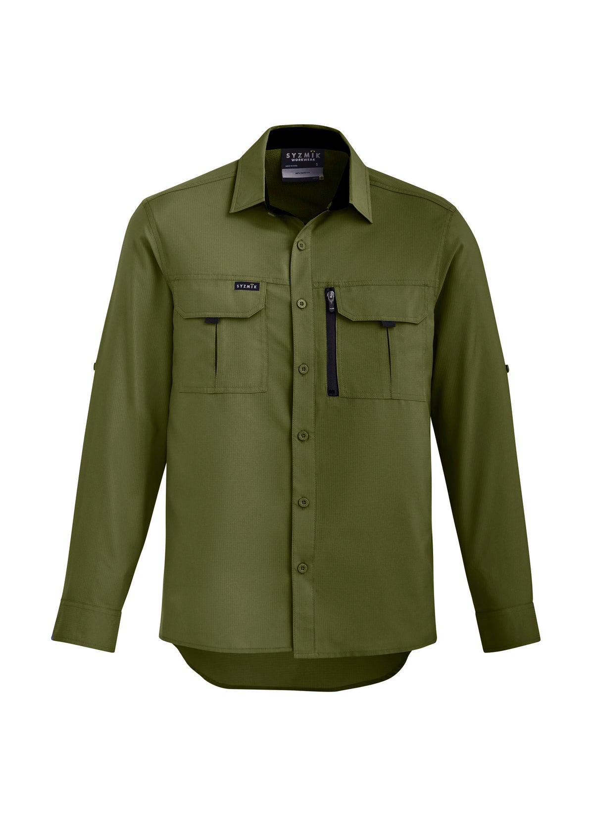 Mens Outdoor Long Sleeve Shirt - Army - Front