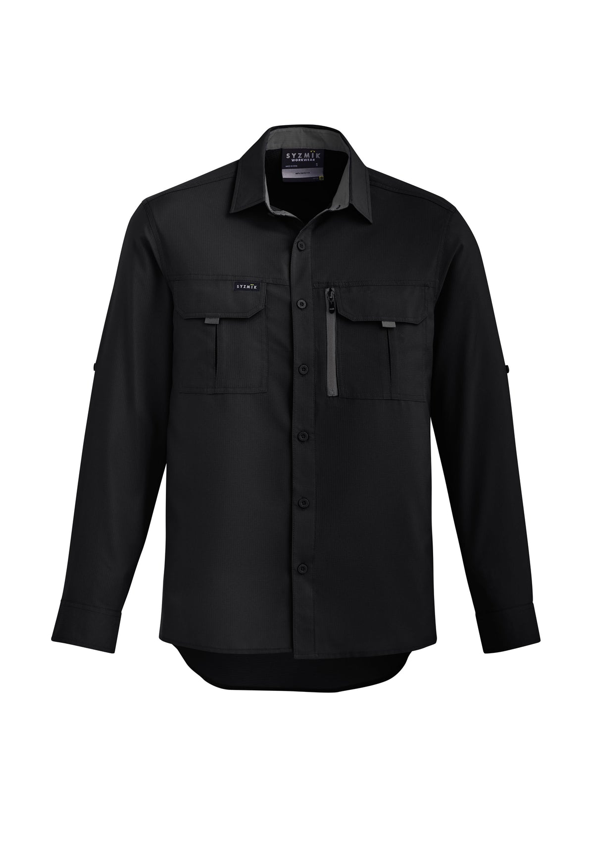 Mens Outdoor Long Sleeve Shirt - Black - Front