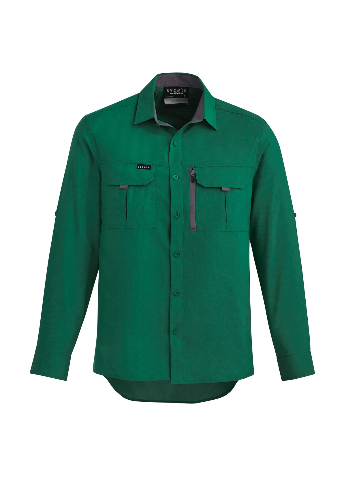 Mens Outdoor Long Sleeve Shirt - Green - Front
