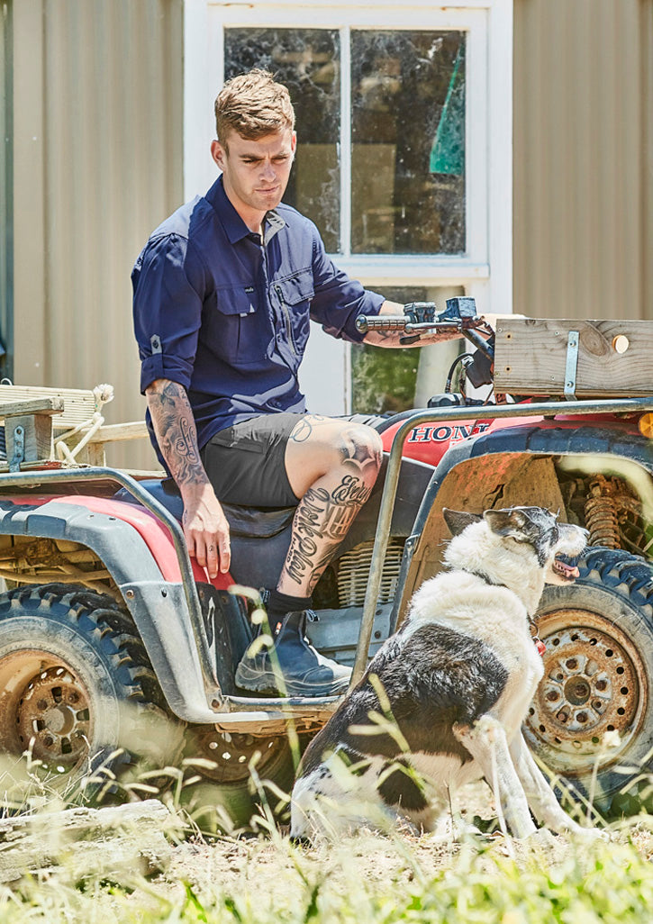 Mens Outdoor Long Sleeve Shirt - Navy - Model