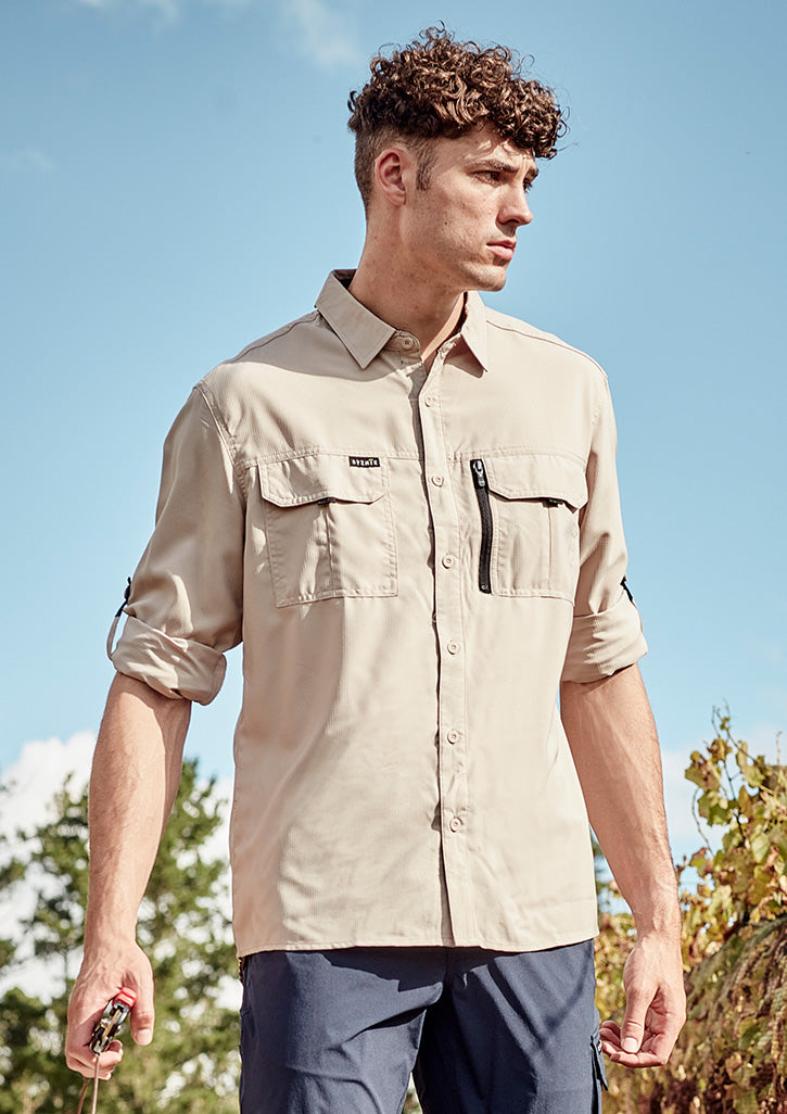 Mens Outdoor Long Sleeve Shirt - Sand - Model